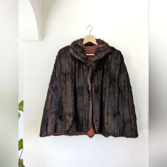 Vintage Mink Brown Fur Mob Wife Stole Cape - Picture 1 of 15
